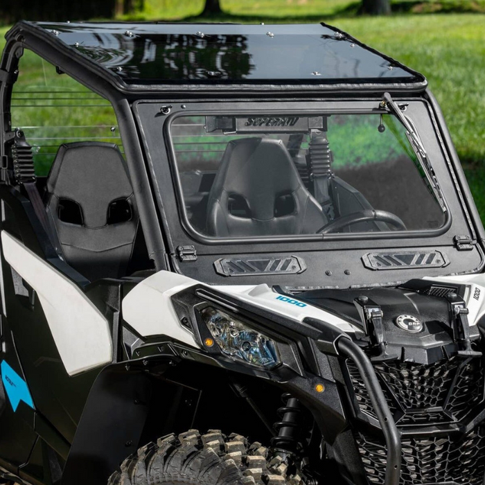 SuperATV Flip Down Glass Windshield for Can-Am Maverick Trail