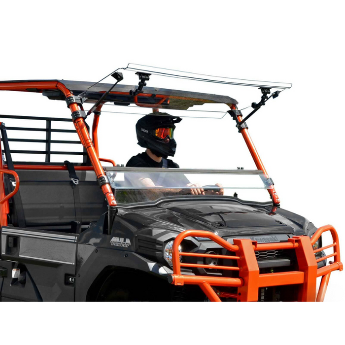 SuperATV Scratch Resistant Flip Windshield for Kawasaki Mule Pro