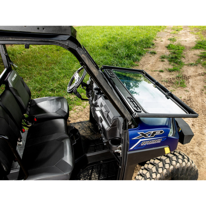 SuperATV Flip Down Glass Windshield for Polaris Ranger XP 1000