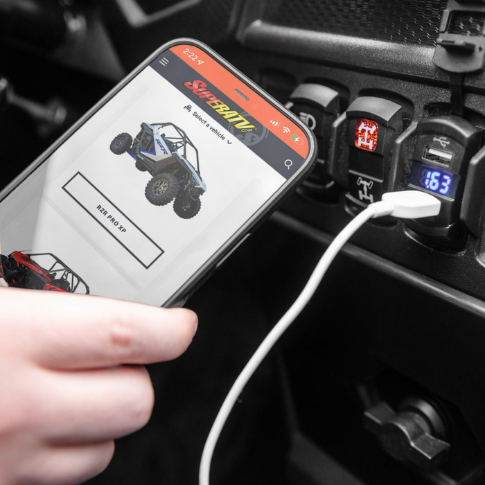 SuperATV UTV Dual USB Charger with Voltmeter