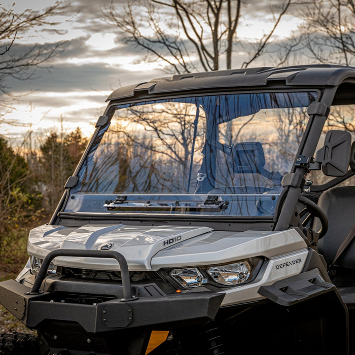 SuperATV Scratch Resistant Vented Full Windshield for Can-Am Defender